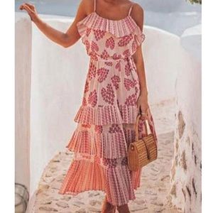 Elegant Pink Floral Maxi Dress